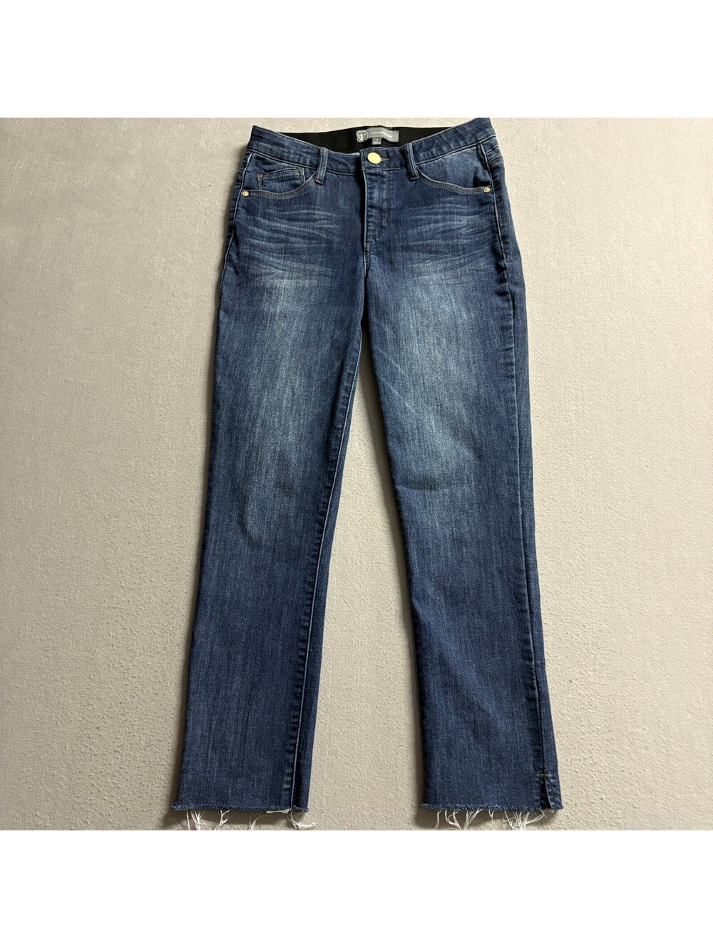 Wit & Wisdom Ab-solution Straight Leg Jeans Womens Size 4 Blue Raw Hem Stretch